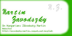 martin zavodszky business card
